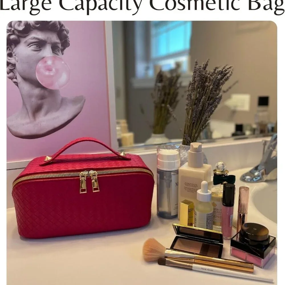 NWT  Li&Ko Travel Makeup Bag, Large Travel  Waterproof Cosmetic bag, Top Handle - Picture 5 of 6